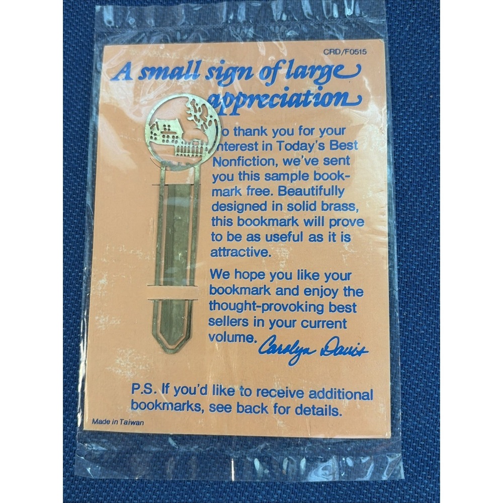 Reader's Digest Solid Bass Bookmark Sealed 1992 Home & Yard